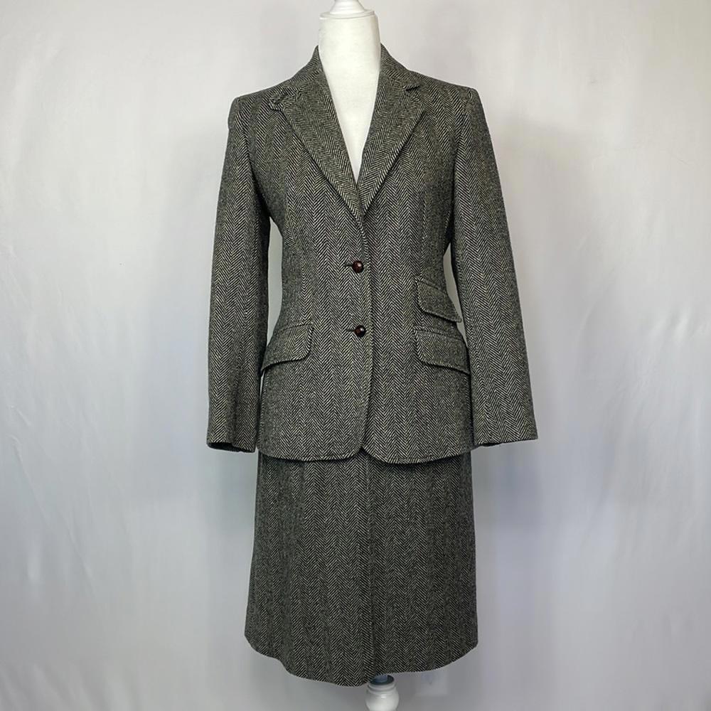 Evan Picone Women's Long Sleeve Single Breast Plaid 2pc Skirt Suit Size 8